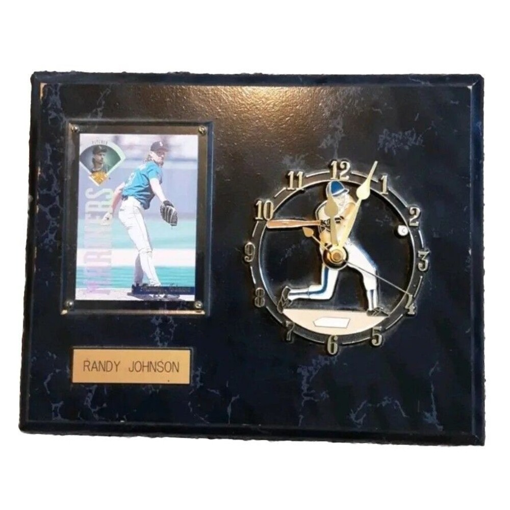 Randy Johnson Vintage Sports Plaque Seattle Mariners Collectible Card & Clock